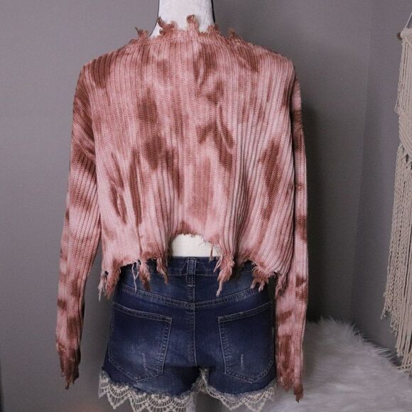 Lane 201 | Boutique Distressed Tie Dye Cropped Sweater Medium - Picture 5 of 8